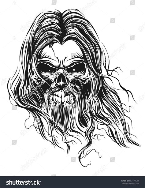 Bearded Skull Stock Vector 683479591 Shutterstock