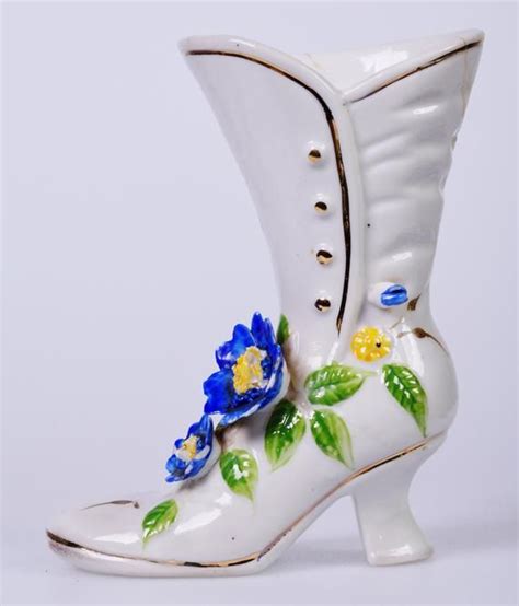 Vintage Porcelain Shoe Porcelain Bootee White High Heel Etsy White