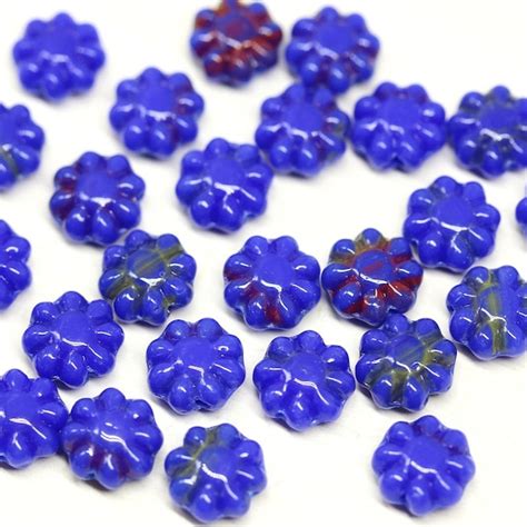 Blue Flower Beads Etsy