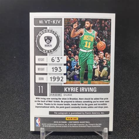 浩行拍卖 截标预付75 2019 20 panini contenders kyrie irving 球票 篮网 凯里 欧文 欧神仙 签字