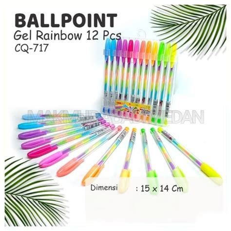 Jual Pulpen Gel Rainbow Warna Warni Ballpoint Rainbow Color Blink Pen