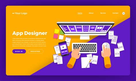 Website Template Modern Flat Design Web Page Vector Image