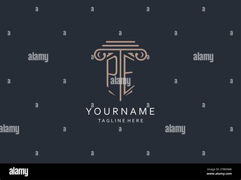 PE Monogram Logo With Pillar Shape Icon Luxury And Elegant Design Logo