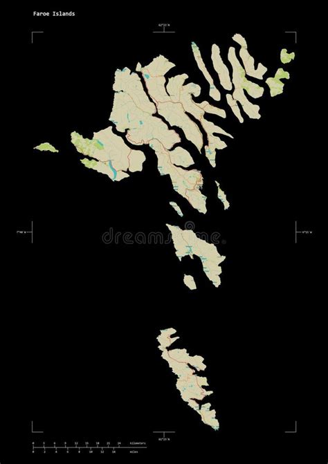 Faroe Islands Shape On Black Topo Humanitarian Stock Illustration