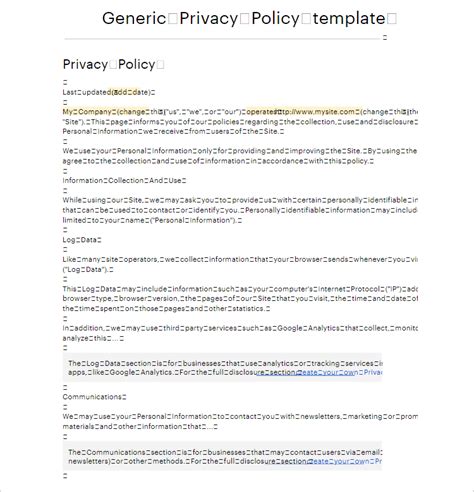 13 Privacy Policy Templates Free Pdf Samples Examples