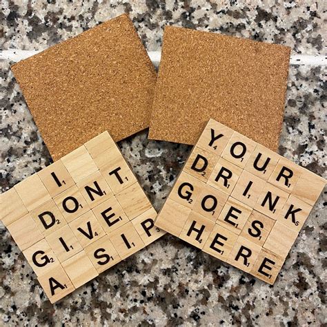 Scrabble Letter Coaster Set Of Etsy