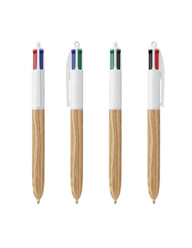 Bolígrafos Bic Wood Style de 4 colores personalizados Moloon