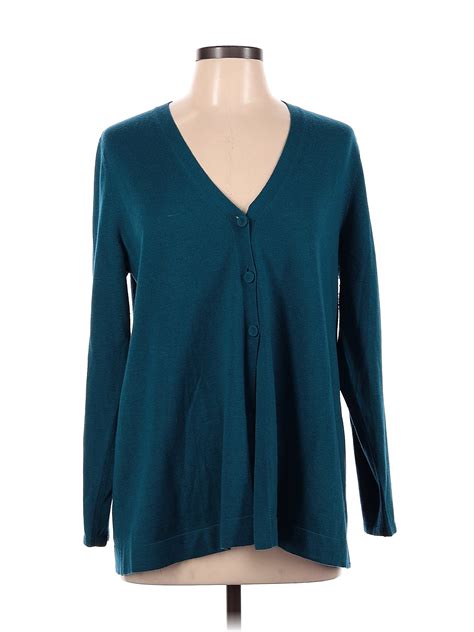 J Jill Color Block Solid Teal Cardigan Size M Off Thredup