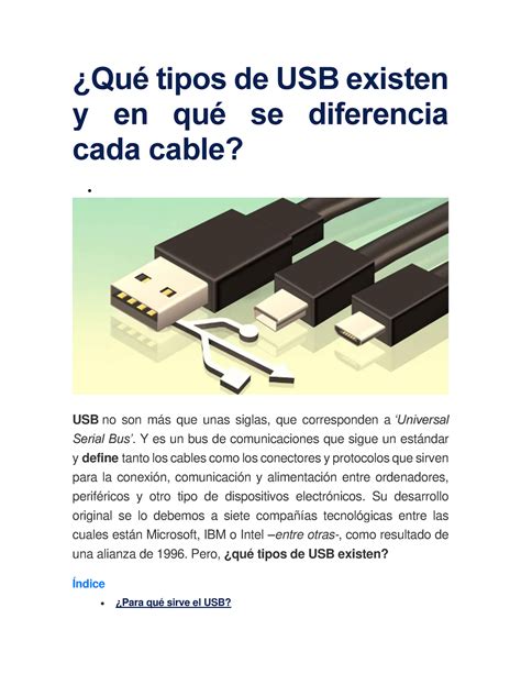 Qué tipos de USB existen y en qué se diferencia cada cable Qué tipos