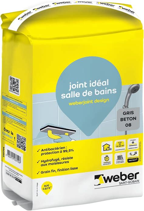 Mortier joint carrelage décoratif hydrofugé 5kg Gris béton idéal