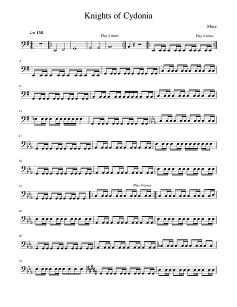 Knights of Cydonia Sheet music for Bass | Download free in PDF or MIDI | Musescore.com