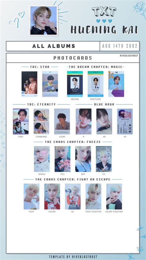 Txt Huening Kai All Albums Template Photocard Photo Cards Txt