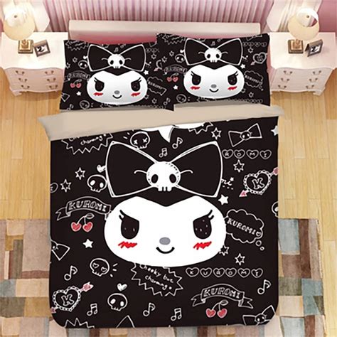 Sanrio Kuromi Cute Bedding Set Sheet Set Cartoon Quilt Cover Bedding