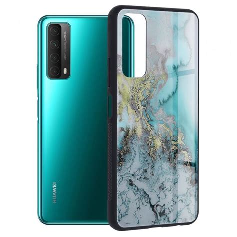 Husa Huawei P Smart Cu Sticla Securizata Techsuit Glaze Blue