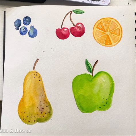 How to Paint Fruit with Watercolor Paint - Ebb and Flow Creative Co