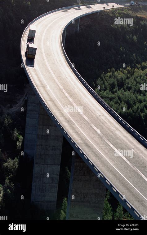 A Curve On A Suspended Motorway Stock Photo Alamy