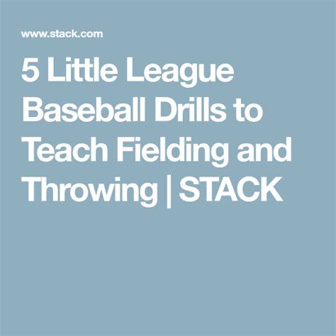 5 Little League Baseball Drills To Teach Fielding And Throwing Stack