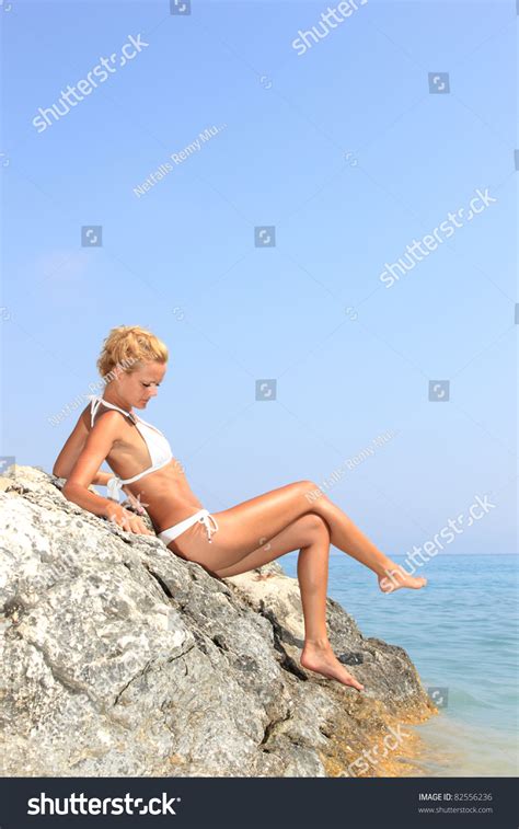 Sexy Model White Bikini On Beach Stock Photo 82556236 Shutterstock