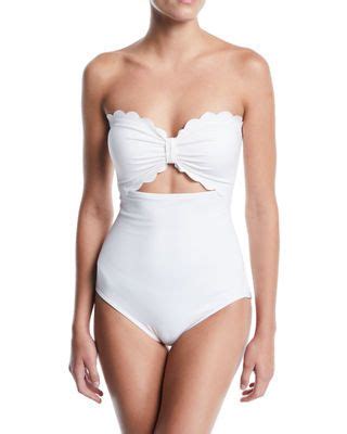 Kate Spade New York Scalloped Cutout Bandeau One Piece Swimsuit