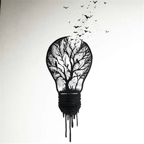 Artwork Artistic Light Bulb Drawing