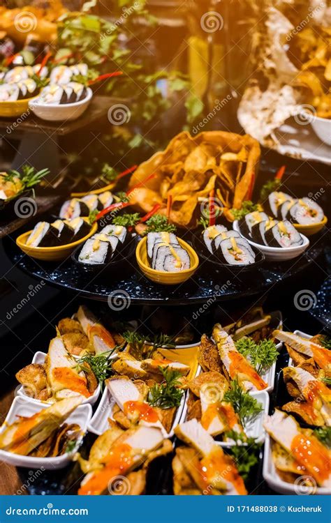 Culinary Event Food Background Close Up Catering Buffet Food In