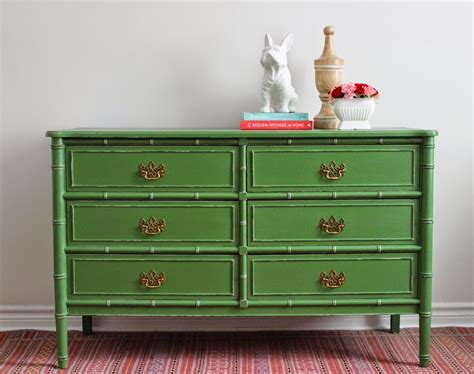 Poppyseed Creative Living: New Reveal - Green Faux Bamboo Dresser #1 of 4