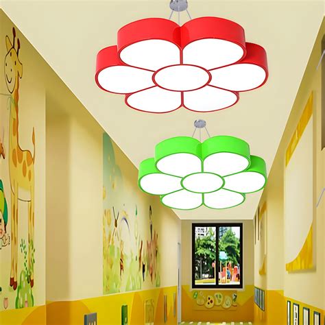 Flower LED Hanging Light Fixture Cartoon Metal Classroom Ceiling ...