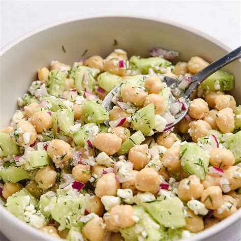 Chickpea Cucumber Feta Salad Real Greek Recipes