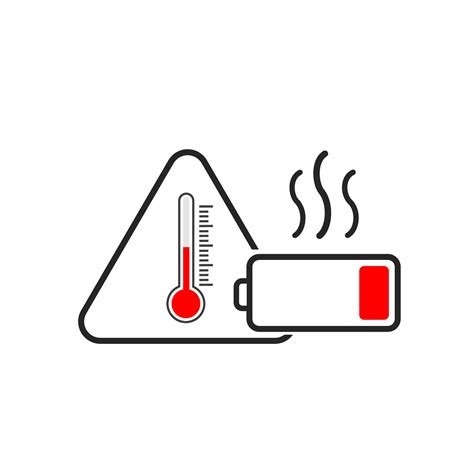 Battery Overheating Icon Attention High Accumulator Temperature Thin