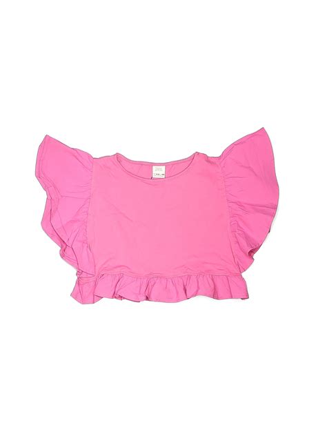 Zara 100 Cotton Solid Pink Short Sleeve Top Size 9 10 60 Off