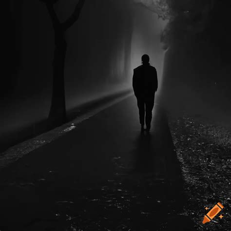 Black And White Photo Of Men Walking In Darkness On Craiyon