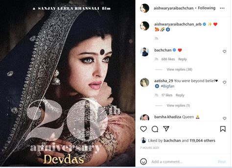 Aishwarya Rai celebrates 20 years of Devdas, Abhishek Bachchan reacts ...