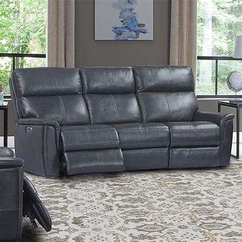 Reed Power Reclining Sofa With Power Headrests In Indigo Leather By