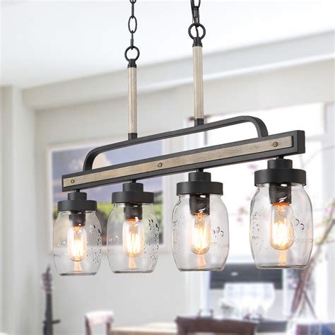 Farmhouse Chandelier For Dining Room Light Wood Kitchen Island