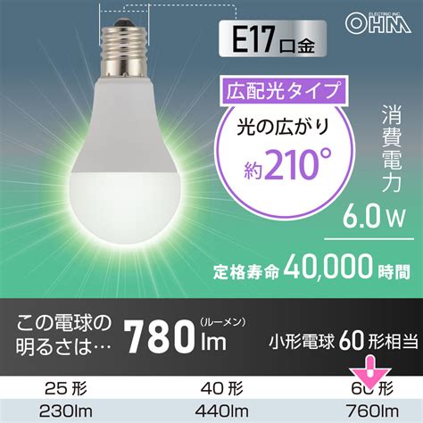 Ledミニクリプトン形｜led電球小形e17 60形相当 昼白色｜lda6n G E17 Ra 06 5564｜4971275655645