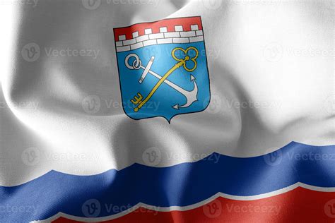 3D illustration flag of Leningrad Oblast is a region of Russia. 8027320 ...