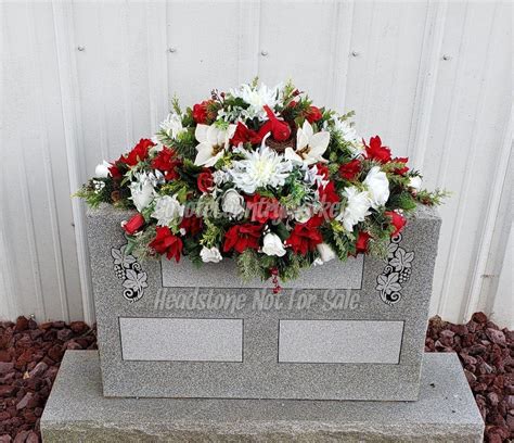 Red Cream Cardinal Christmas Cemetery Headstone Saddle Grave Headstone