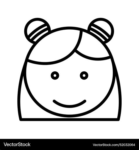 Happy Girl Face Icon Linear Logo Mark In Black Vector Image