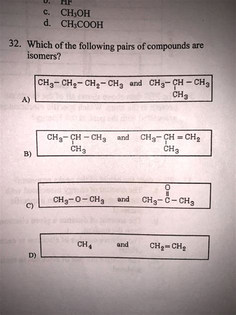 Solved R Ch Oh D Ch Cooh Which Of The Following Pairs Of