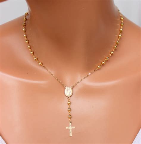 Best Seller Sterling Silver Rosary Choker Necklace 14k Gold Etsy