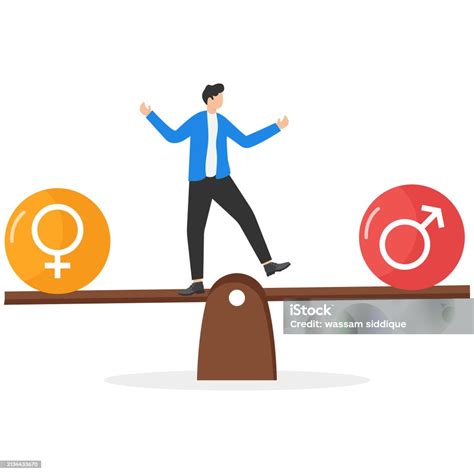 Gender Equality Concept With Gender Symbol Balancing On Scales Stock Illustration Download