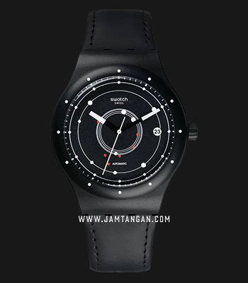 Swatch Sistem Sutb Automatic Sistem Black Dial Black Leather Strap