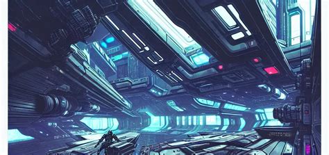 Cyberpunk Mech Spaceship Flooring One Point Stable Diffusion Openart