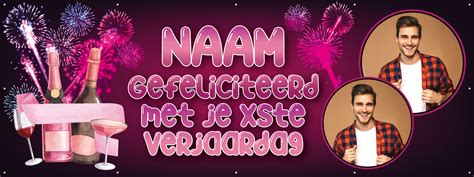 Spandoek Met Foto S Naam En Leeftijd Vuurwerk En Champagne