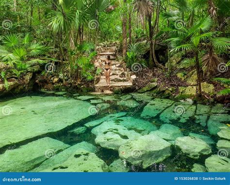 Sacred Cenote Azul in Tulum, Yucatan Peninsula, Mexico Stock Photo ...