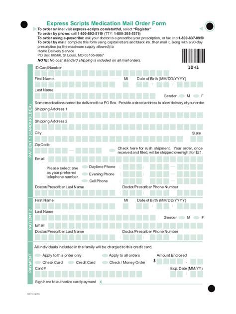 Fillable Online Express Scripts Medication Mail Order Form Fax Email Print Pdffiller