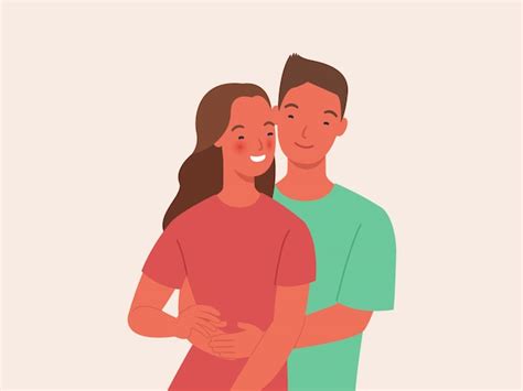 Premium Vector Couple In Love Man And Woman Embracing Each Other