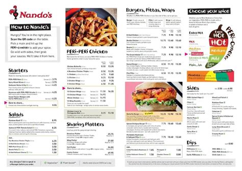 Nandos Menu Et Tarifs Actualisés France Carte 2024 Menu Prix