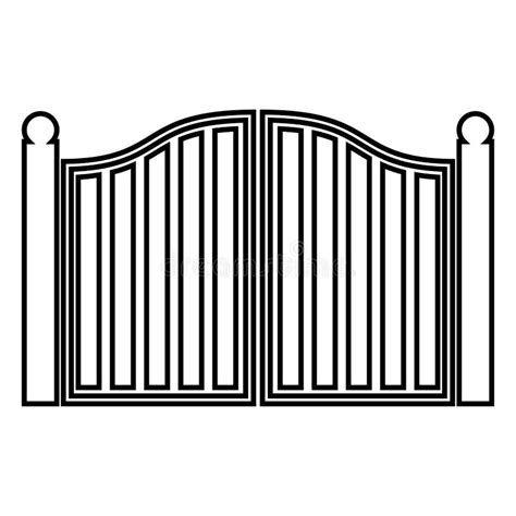 Old Gate Icon Black Color Illustration Flat Style Simple Image Stock