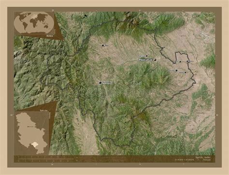 Toplicki Serbia Low Res Satellite Labelled Points Of Cities Stock